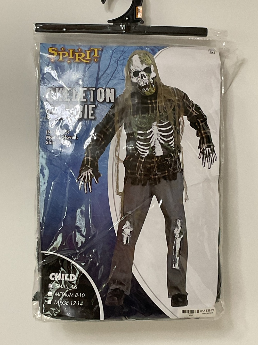 NWT SPIRIT HALLOWEEN SKELETON ZOMBIE COSTUME - SZ CHILD SMALL 4-6